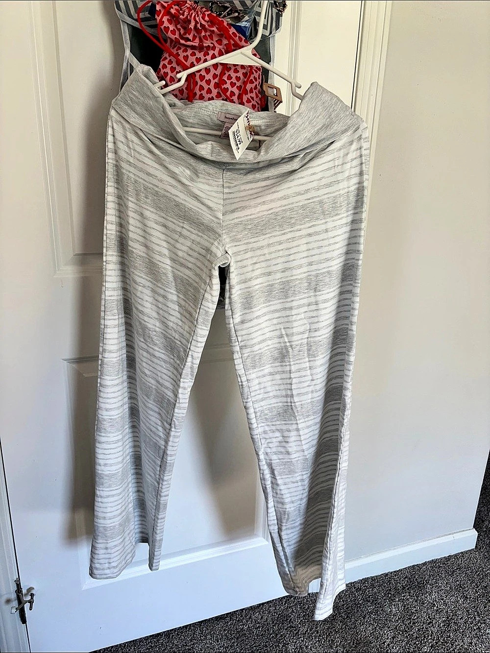 Since Forever Striped Leggings in Gray & White NWT